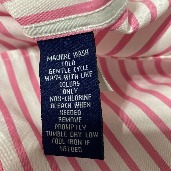 Chaps "NEW" Pink White No Iron Shirt Classic Fit Preppy Button Down Shirt Size M - Picture 8 of 12